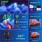[Built-in App] Mini Projector 1080P, 4K Projector Full HD with WiFi 6 and Bluetooth 5.2, Support 180° Rotatable Portable Projector with Auto Keystone Correction, Compatible with Phone/HDMI/USB-Black