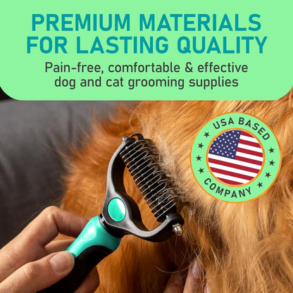 Maxpower Planet Pet Grooming Brush - Double Sided Shedding, Dematting - Undercoat Rake for Dogs - Dog Grooming Brush - Deshedding Brush for Dogs - Dog Brush, Cat Brush, Reduce Shedding by 95%, Black