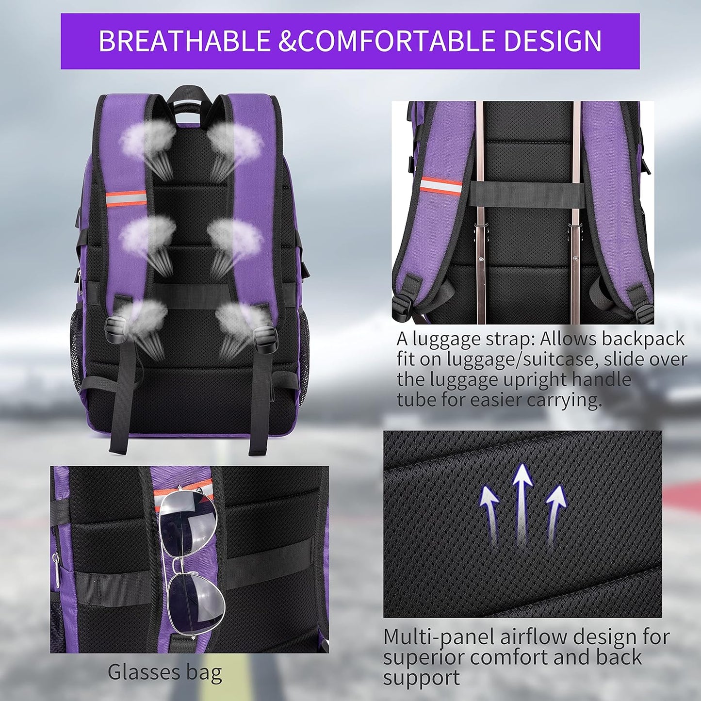 RFID Cafele Laptop Backpack Travel Computer Backpack College Bookbag School Backpack with USB Charging Port