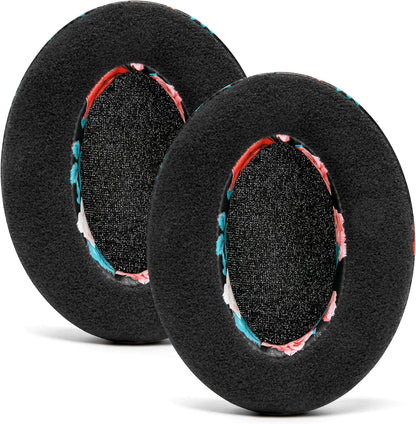 WC PadZ Velour - The Ultimate Upgraded Earpads by Wicked Cushions - Compatible With Audio Technica, HyperX, SteelSeries Arctis & More - Extra Thick - Bigger Opening - Softer Memory Foam | Black Floral
