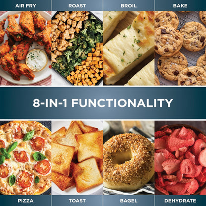 8-in-1 Flip Toaster Oven & Air Fryer | Stainless Steel Countertop Convection Oven