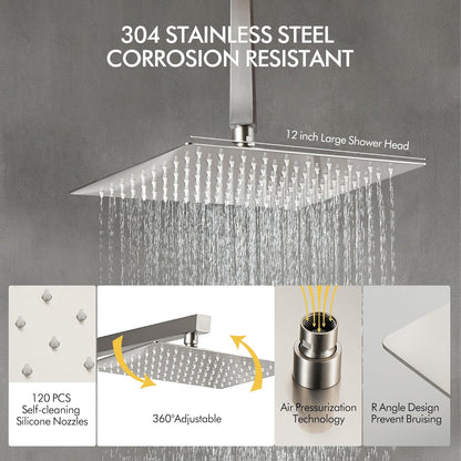 Fransiton Shower System Rain Shower System Set Ceiling Mounted, Rainfall Shower Head with Handheld, Bathroom Shower Kit (Valve Included) (8" - Wall Mount, Matte Black)