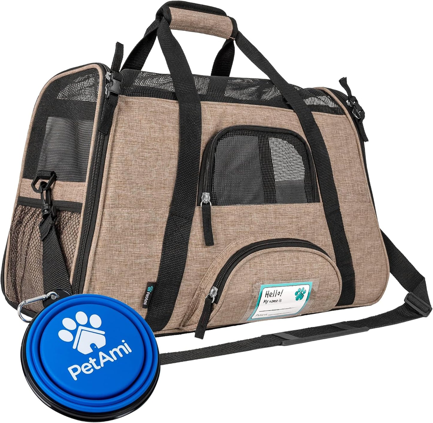 Premium Airline Approved Soft-Sided Pet Travel Carrier by PetAmi | Ventilated, Comfortable Design with Safety Features | Perfect For Plane or Car | Ideal for Small to Medium Sized Cats, Dogs, and Pets