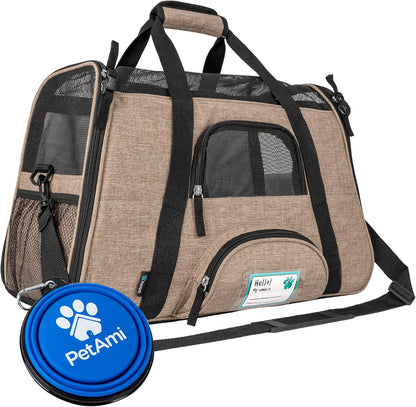 Premium Airline Approved Soft-Sided Pet Travel Carrier by PetAmi | Ventilated, Comfortable Design with Safety Features | Perfect For Plane or Car | Ideal for Small to Medium Sized Cats, Dogs, and Pets