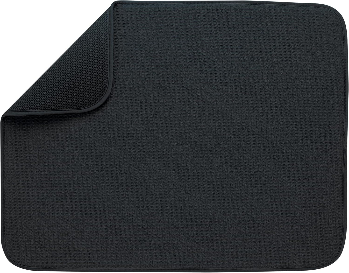 S&T INC. Absorbent, Reversible XL Microfiber Dish Drying Mat for Kitchen, 18 Inch x 24 Inch, Pewter Gray Trellis