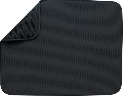 S&T INC. Absorbent, Reversible XL Microfiber Dish Drying Mat for Kitchen, 18 Inch x 24 Inch, Pewter Gray Trellis