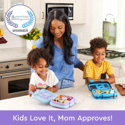 Bentgo Kids Prints (Unicorn) - Leak-Proof, 5-Compartment Bento-Style Kids Lunch Box - Ideal Portion Sizes for Ages 3 to 7 - BPA-Free and Food-Safe Materials