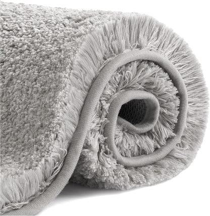Bathroom Rugs Set 2 Pieces - Bath Rugs Ultra Soft Absorbent Non-Slip Fluffy Thick Microfiber Cozy Bath Mats Set for Tub Shower Bathroom Floors Accessories, 20"x32" & 16"x24" Set of 2 (Beige)