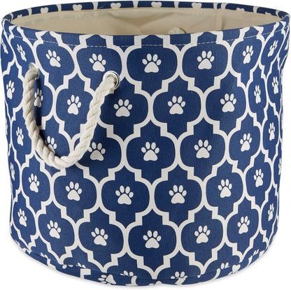 DII Bone Dry RoundSmall Pet Toy and Accessory Storage Bin, 12"(Dia) x9(H), Collapsible Organizer Storage Basket for Home Decor, Pet Toy, Blankets, Leashes and Food-Gray Stripes