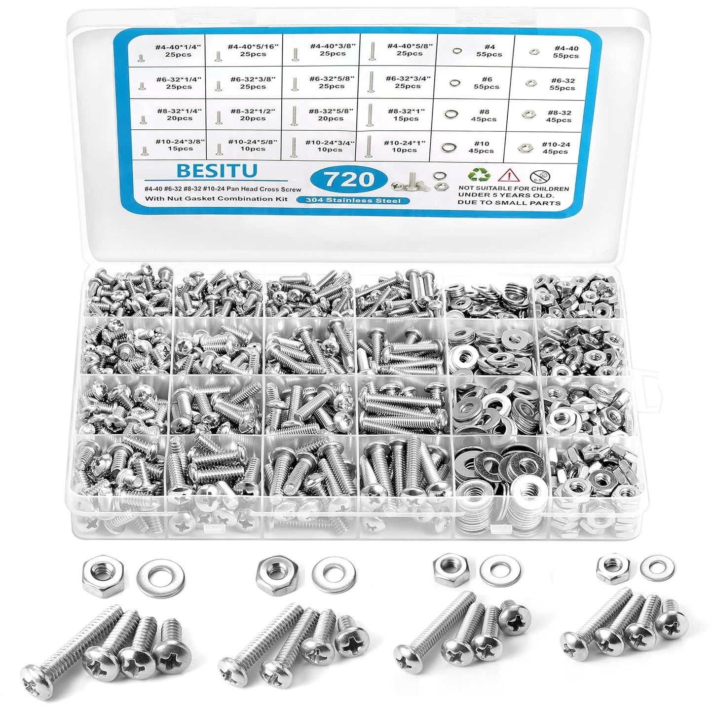 1705 Pcs Machine Screw Assortment Kit, M2 M3 M4 M5 Metric Bolts and Nuts Kit with Lock and Flat Washers, Hex Button Head 10.9 Alloy Steel Cap Screw Set with Allen Wrench