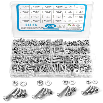 1705 Pcs Machine Screw Assortment Kit, M2 M3 M4 M5 Metric Bolts and Nuts Kit with Lock and Flat Washers, Hex Button Head 10.9 Alloy Steel Cap Screw Set with Allen Wrench