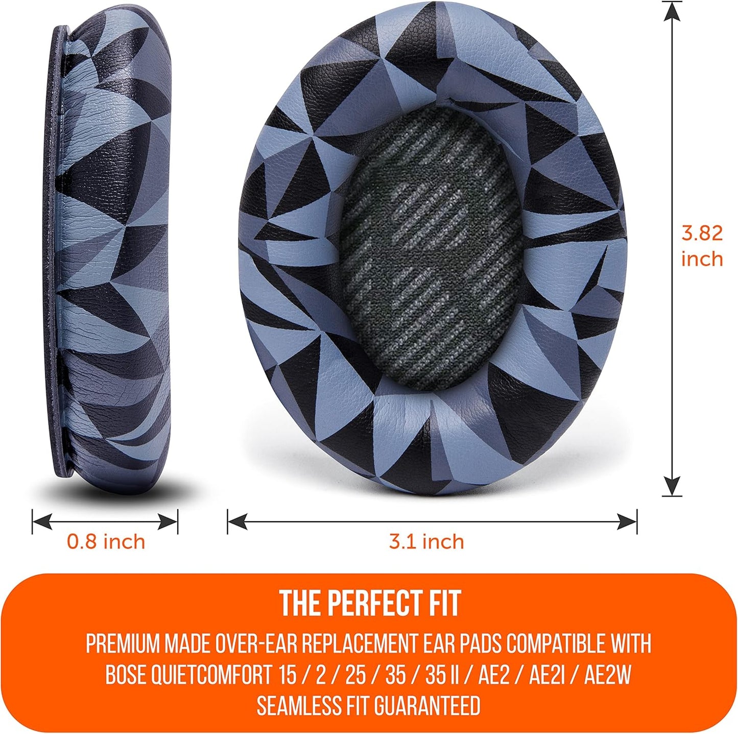 WC Wicked Cushions Upgraded Replacement Ear Pads for Bose QC35 & QC35ii (QuietComfort 35) Headphones & More - Softer Leather, Luxurious Memory Foam, Added Thickness, Extra Durability | Midnight Blue