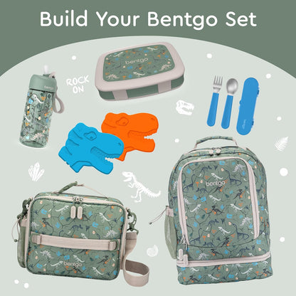 Bentgo Kids Prints (Sharks) - Leak-Proof, 5-Compartment Bento-Style Kids Lunch Box - Ideal Portion Sizes for Ages 3 to 7 - BPA-Free and Food-Safe Materials