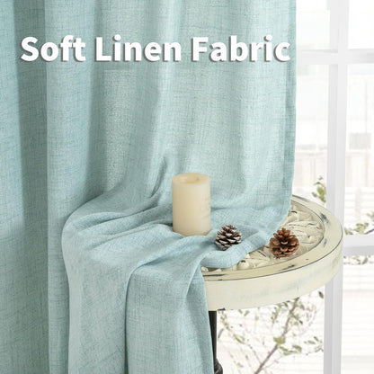 YoungsTex Natural Linen Curtains 84 Inch Long for Living Room Bedroom Grommet Top Light Filtering Privacy Linen Textured Window Semi Sheer Drapes, 2 Panels, 52x84 Inch, Natural
