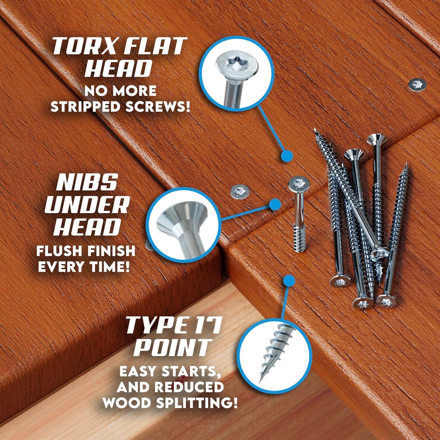 #10 x 3 Inch Stainless Steel Deck Screws 350 Pieces | T25 Star Torx Drive Flat Head | 304 Grade Stainless Steel Wood Screws High Corrosion Resistance by Allen's Trading Co. Eagle Claw Fasteners
