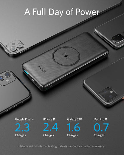 ANKER PowerCore III 10K Wireless Portable Charger with Qi-Certified 10W Wireless Charging and 18W USB-C Quick Charge for iPhone 15/15 Plus/15 Pro/15 Pro Max, iPhone 14 Series, iPad, AirPods, and More
