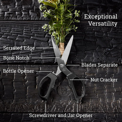 Multi-Purpose Kitchen Shears | Stainless Steel Detachable Utility Scissors with Serrated Blade