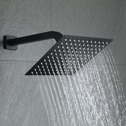 Bathtub Shower System Matte Black Tub Shower Faucet Complete Set with 10 Inch Rain Head with Handheld and Waterfall Shower Faucet Combo