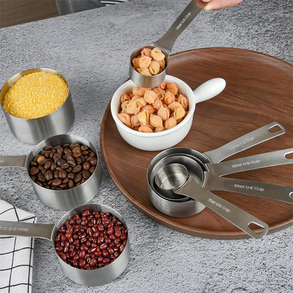 Smithcraft Measuring Cup Set of 8 Stainless Steel Measuring Cups18/8(304) Steel Material Heavy Duty 8 Measuring Cups and 1 Ring Set of 9