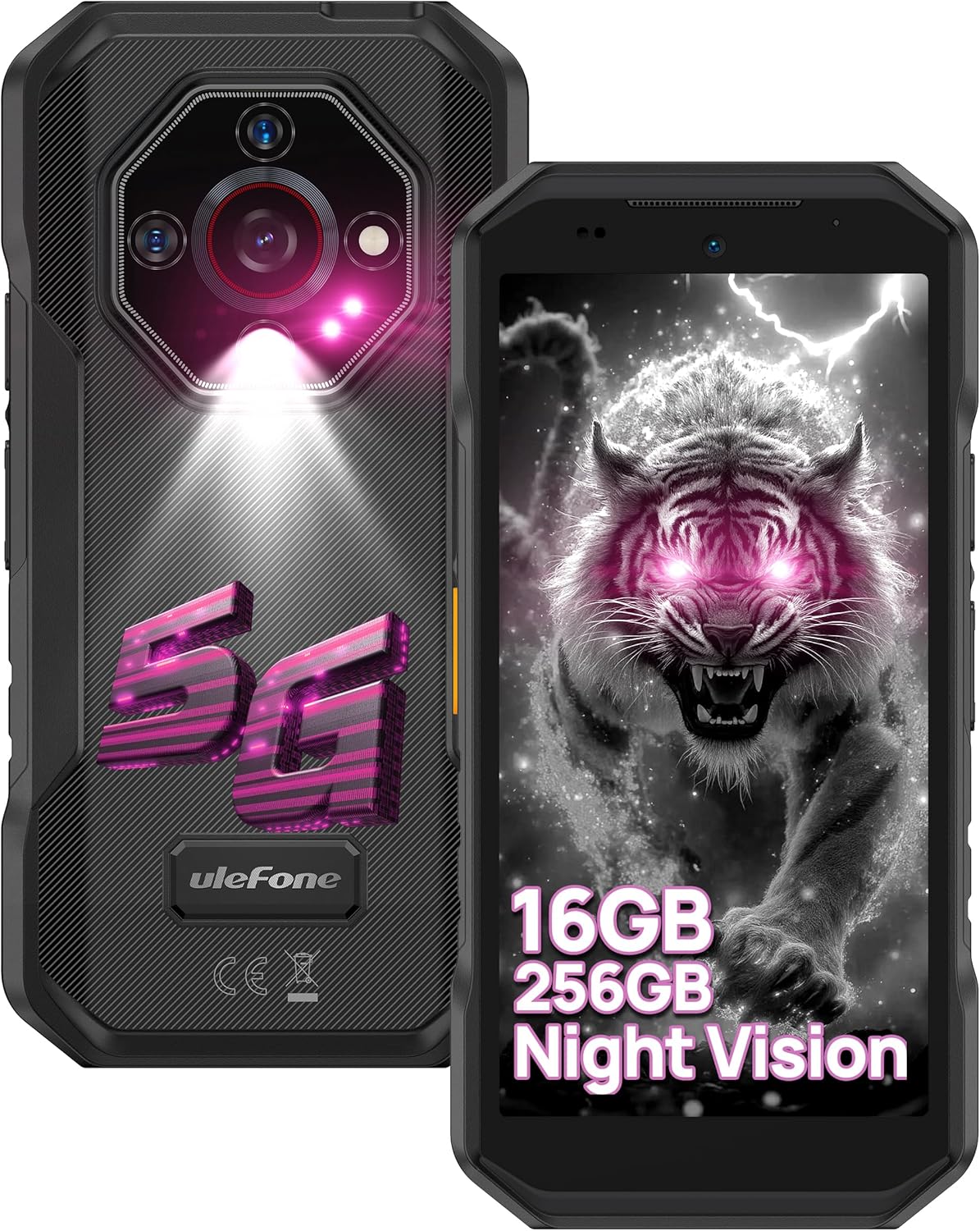 5G Rugged Phone, Ulefone Armor X32 Pro Unlocked Smartphone, MTK Dimensity 6300, 16+256GB, 64MP/25MP Night Vision, Android 14, Widevine L1, 5G WiFi Hotspot, 5.65” 90Hz, 5500mAh, NFC/GPS - Black
