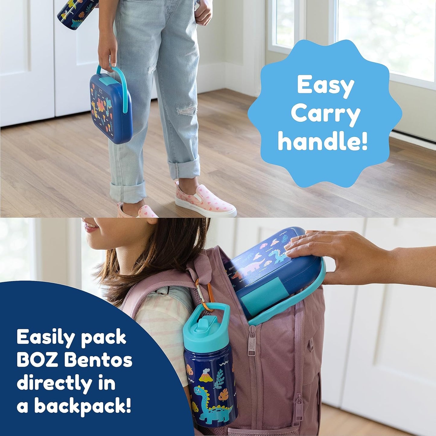 BOZ Kids Bento Lunch Box - 4 Compartment Kids Lunch Containers for Ages 3 to 7 - Leak Proof, Dishwasher Safe