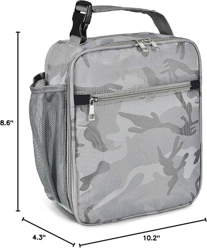 Insulated Lunch Bag, Leakproof Portable Lunch Box for Women Men Boys Girls, Large Capacity Cooler Bag with Handle and Bottle Pocket for Office School Camping Hiking Outdoor Beach Picnic (Black)