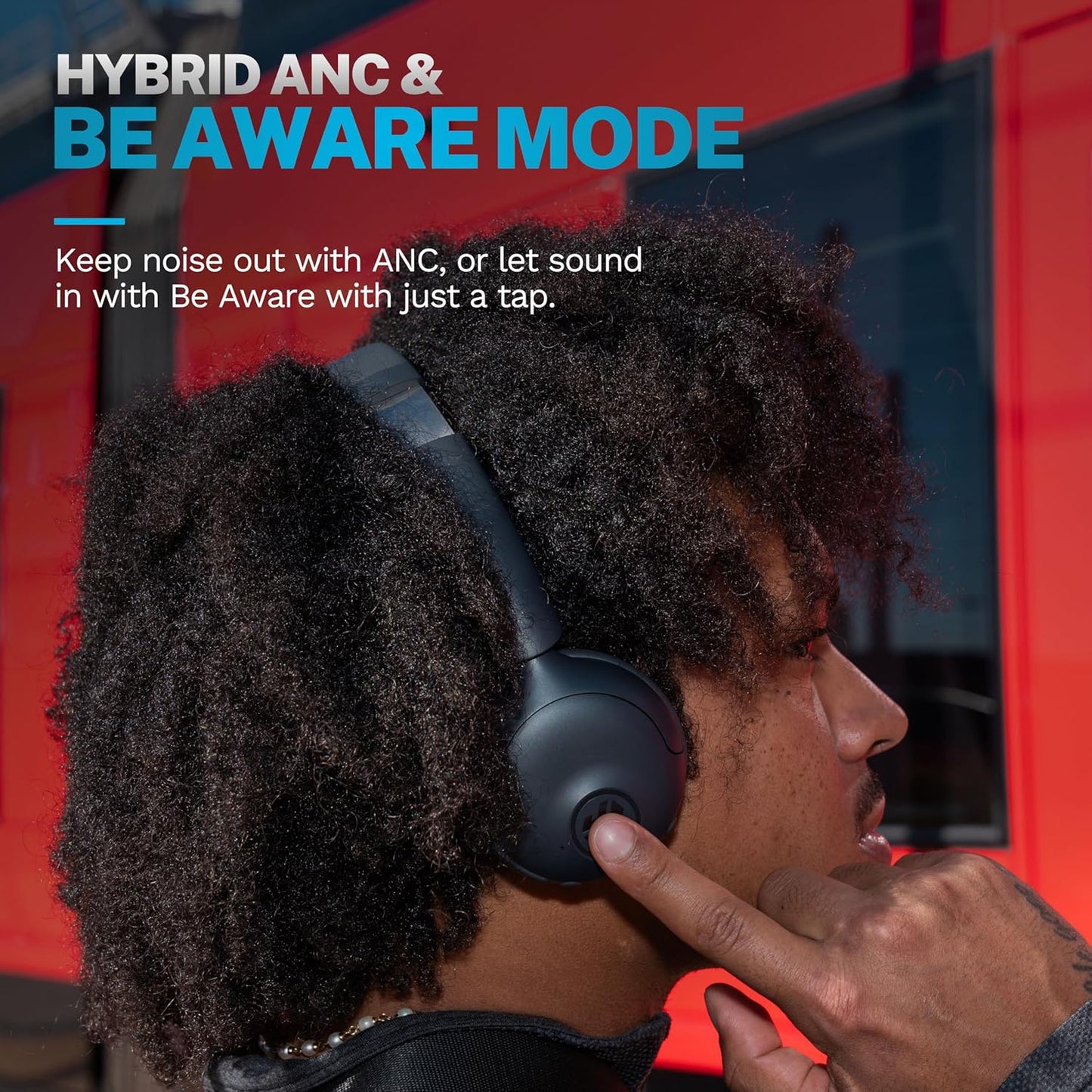 JLab Go Lux ANC Wireless Headphones, Cloud White, Hybrid Active Noise Cancelling, Premium On-Ear Bluetooth Headset, Customizable Sound, Be Aware Mode, Cloud Foam Comfort, Multipoint Connection