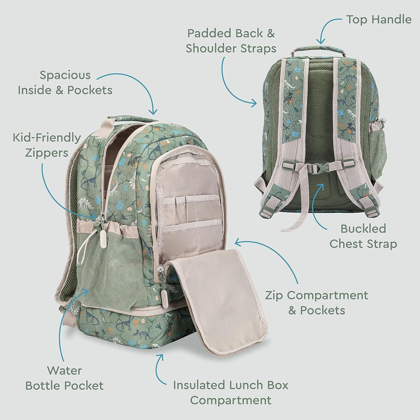 Bentgo Kids Prints 2-in-1 Backpack & Insulated Lunch Bag (Dinosaur)