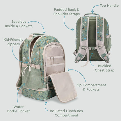 Bentgo Kids Prints 2-in-1 Backpack & Insulated Lunch Bag (Dinosaur)