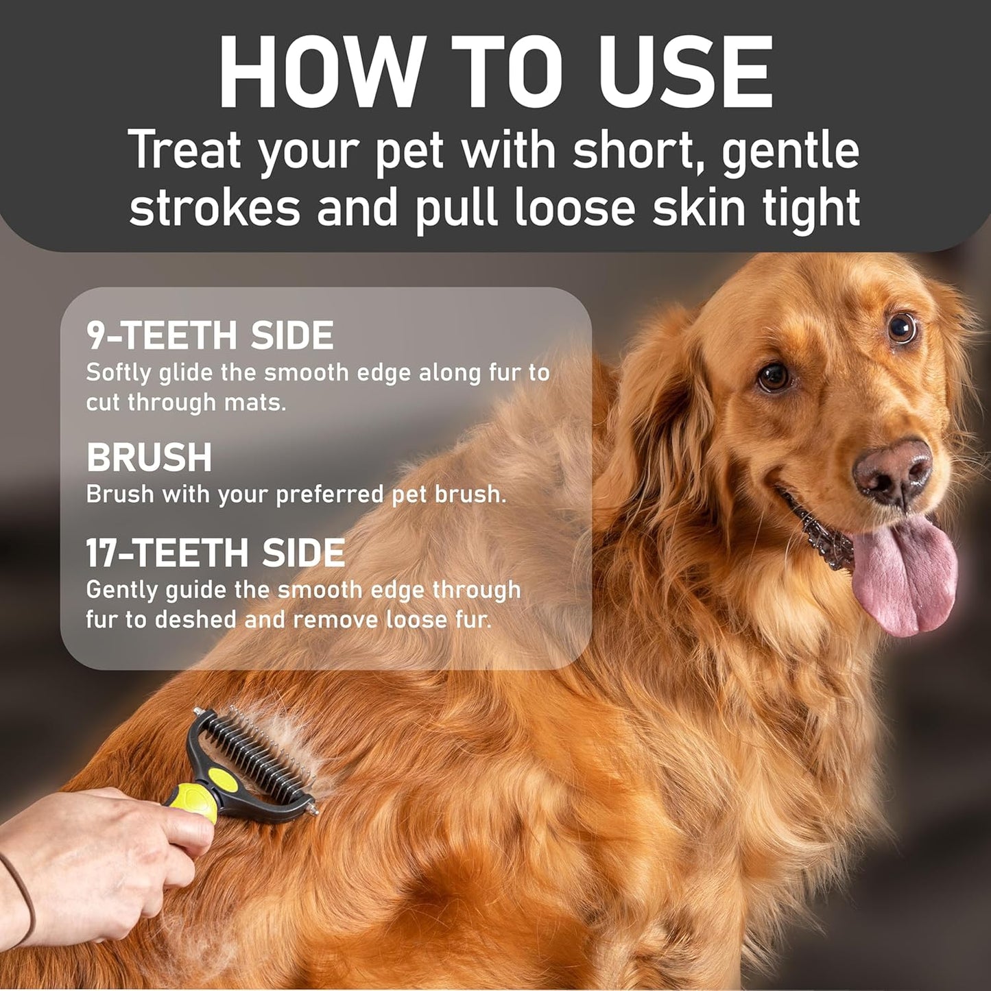 Maxpower Planet Pet Grooming Brush - Double Sided Shedding, Dematting - Undercoat Rake for Dogs - Dog Grooming Brush - Deshedding Brush for Dogs - Dog Brush, Cat Brush, Reduce Shedding by 95%, Black