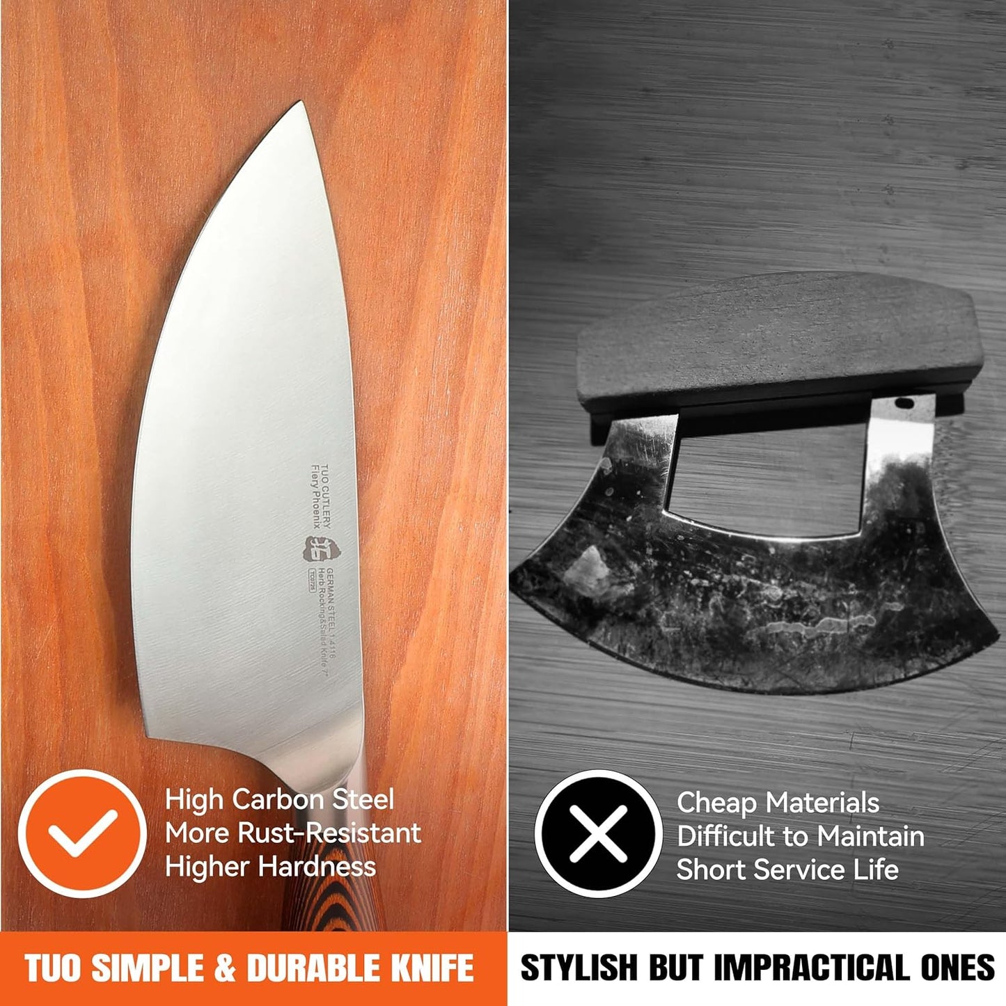 TUO Boning Knife - Razor Sharp Fillet Knife - High Carbon German Stainless Steel Kitchen Cutlery - Pakkawood Handle - Luxurious Gift Box Included - 7 inch - Fiery Phoenix Series