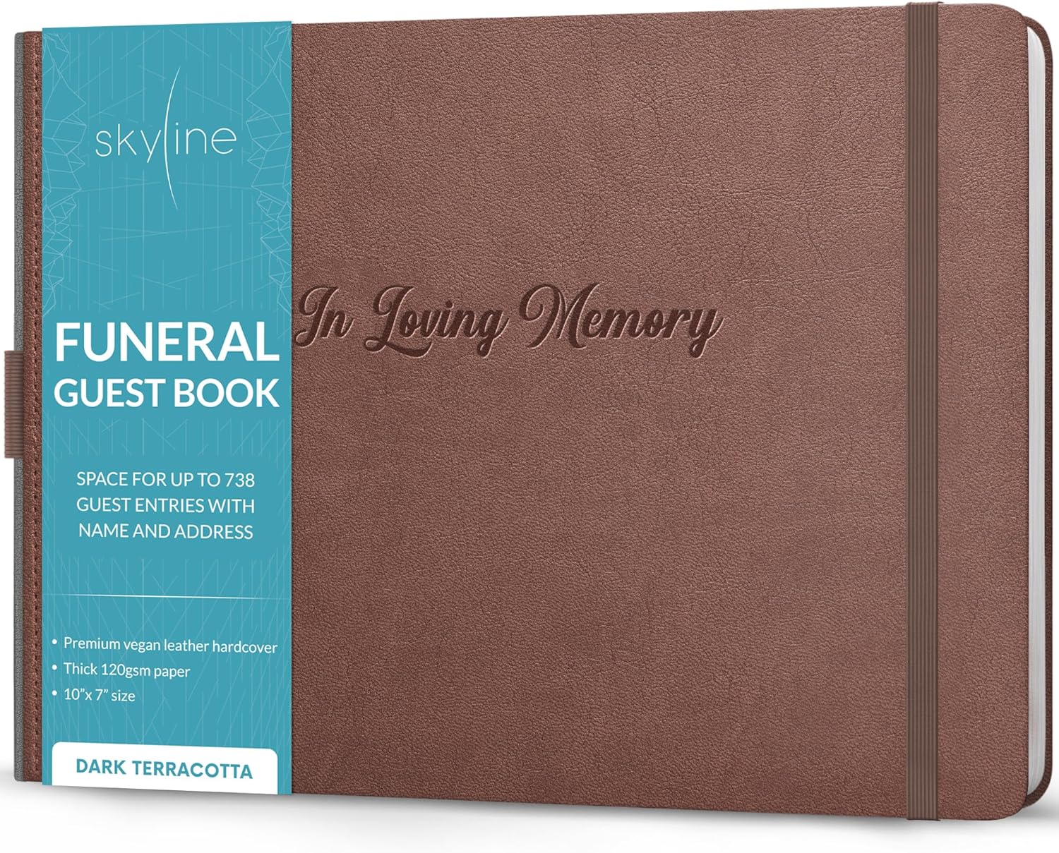 Skyline Funeral Guest Book for Memorial & Funeral Services – in Loving Memory Guest Sign in Book for Funerals – 738 Guest Entries with Name & Address, 129 Pages, Hardcover, 10x7″ (Purple) - PuriLite