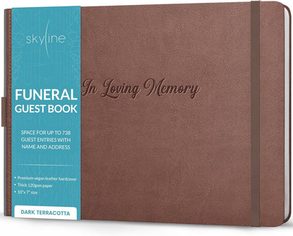 Skyline Funeral Guest Book for Memorial & Funeral Services – in Loving Memory Guest Sign in Book for Funerals – 738 Guest Entries with Name & Address, 129 Pages, Hardcover, 10x7″ (Purple) - PuriLite