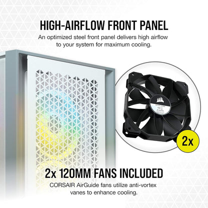 CORSAIR 3000D Airflow Mid-Tower PC Case – 2X SP120 Elite Fans – Four-Slot GPU Support – Fits up to 8X 120mm Fans – High-Airflow Design – Black