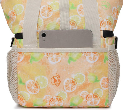 SUNNY BIRD Dual Compartment Lunch Bag Insulated Lunch Box for Women and Men (Green with Boho Strap)