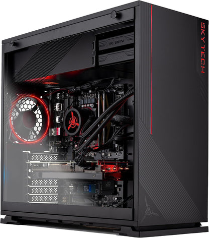 Skytech Shadow Gaming PC Desktop, Ryzen 5 5600 3.5 Ghz (4.4GHz Turbo Boost), AMD RX 6600 8GB GDDR6, 1TB SSD, 16GB DDR4 RAM 3200, 650W Gold PSU, Wi-Fi, Win 11 Home