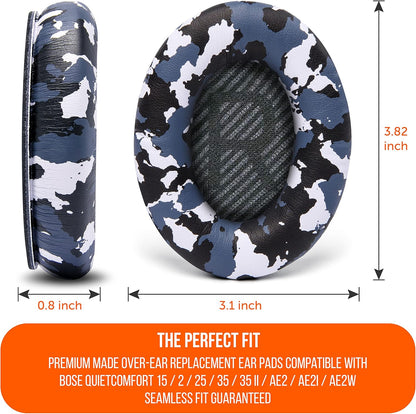 WC Wicked Cushions Upgraded Replacement Ear Pads for Bose QC35 & QC35ii (QuietComfort 35) Headphones & More - Softer Leather, Luxurious Memory Foam, Added Thickness, Extra Durability | Midnight Blue