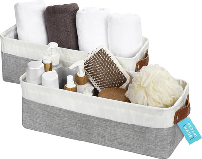 OrganiHaus Large Fabric Storage Baskets for Shelves 3 Pack, 15x11in Closet Storage Bins for Shelves, Cloth Baskets, Fabric Storage Cubes, Linen Closet Organizers, Fabric Basket, White Basket