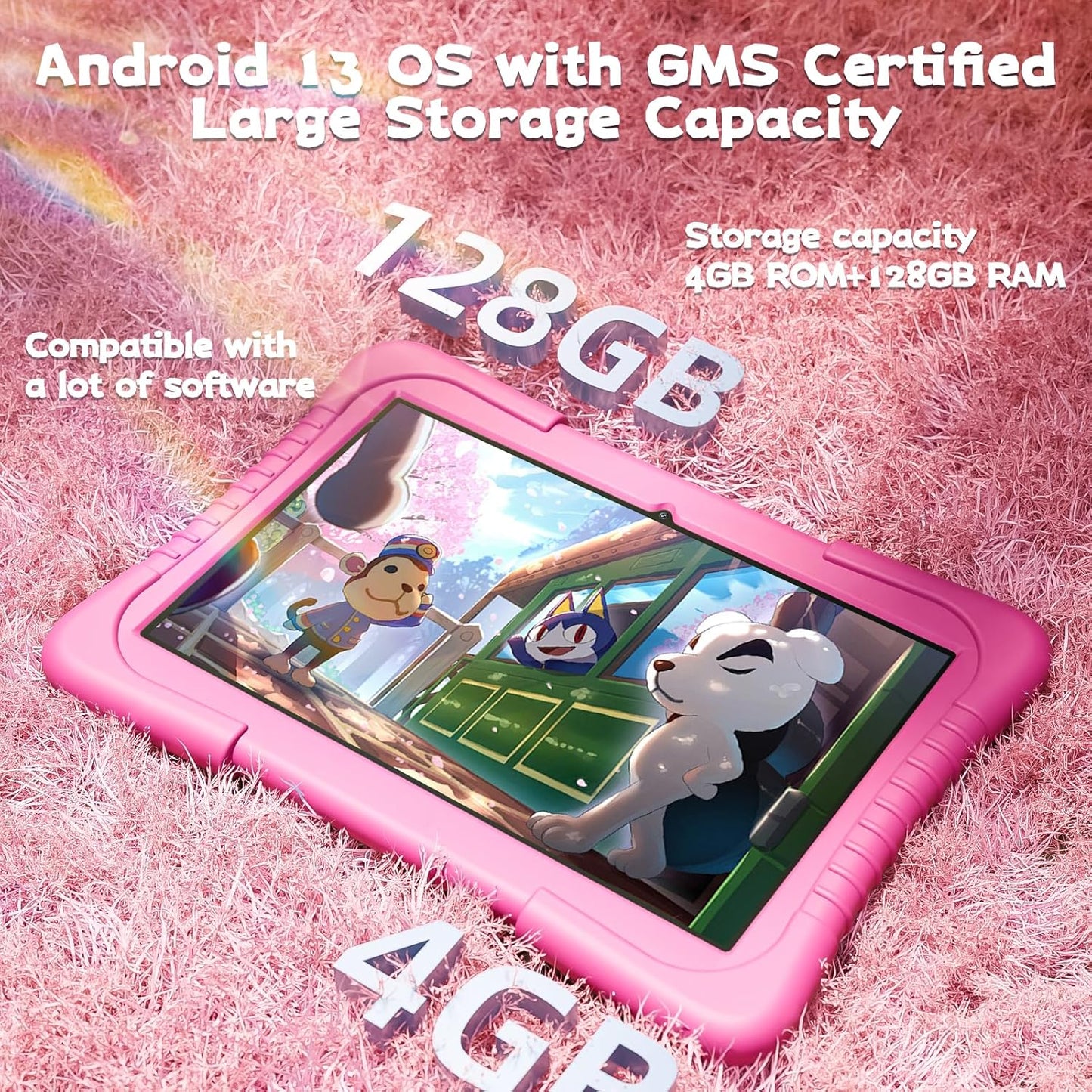 SGIN 10 Inch Tablet, 4GB RAM 128GB ROM, Android 13 Tablet, Octa-Core 2.0Ghz Processor, 1280 * 800 IPS, 2MP+8MP Camera, 6000mAh, GPS, WiFi, Bluetooth (Blue)