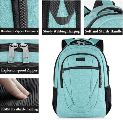 Backpack for Men and Women, School Backpacks for Teen Boys and Girls, Black Water Resistant Back Pack, Business Men Sturdy Computer Bag with USB Charging Port, Gifts