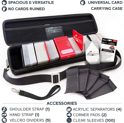 Pink Bolt Card Carrying Case - Playing Card Case Deck Box Storage, Compatible with TCG, Magic: the Gathering Commander MTG, YuGiOh & other Trading Cards (+ 100 Apollo Sleeves)