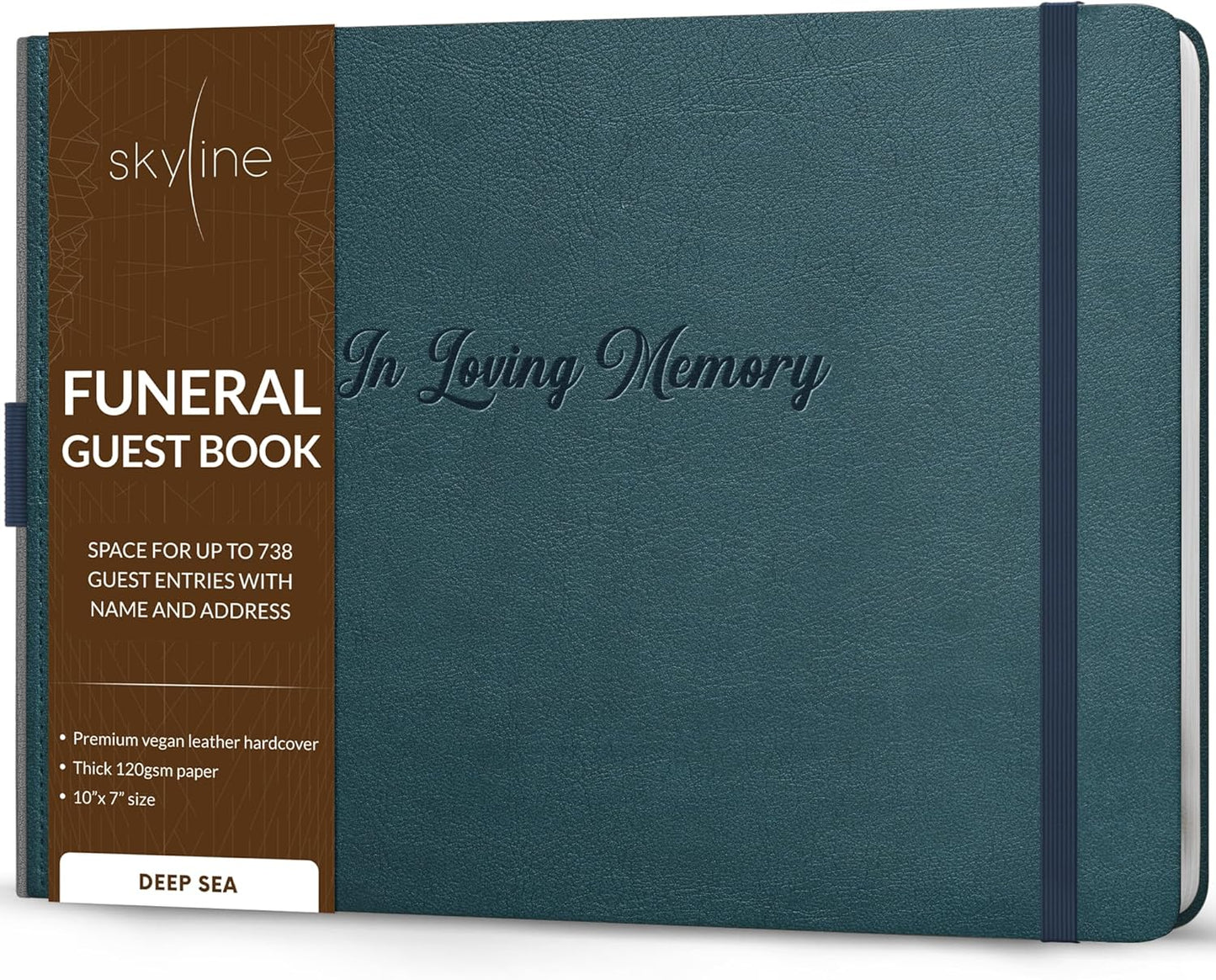Skyline Funeral Guest Book for Memorial & Funeral Services – in Loving Memory Guest Sign in Book for Funerals – 738 Guest Entries with Name & Address, 129 Pages, Hardcover, 10x7″ (Purple) - PuriLite
