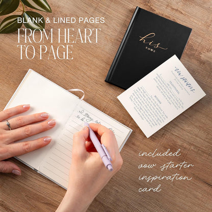 Wedding Vow Books His and Hers – Perfectly Sized, Hardcover Vow Booklets with Gold Foil Lettering – Vows Book Her & Him, Wedding Essentials Idea, Wedding Registry Gifts (Black Ivory, Gold)