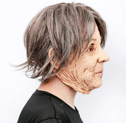 CreepyParty Novelty Halloween Costume Party Latex Human Head Mask Old Lady - PuriLite