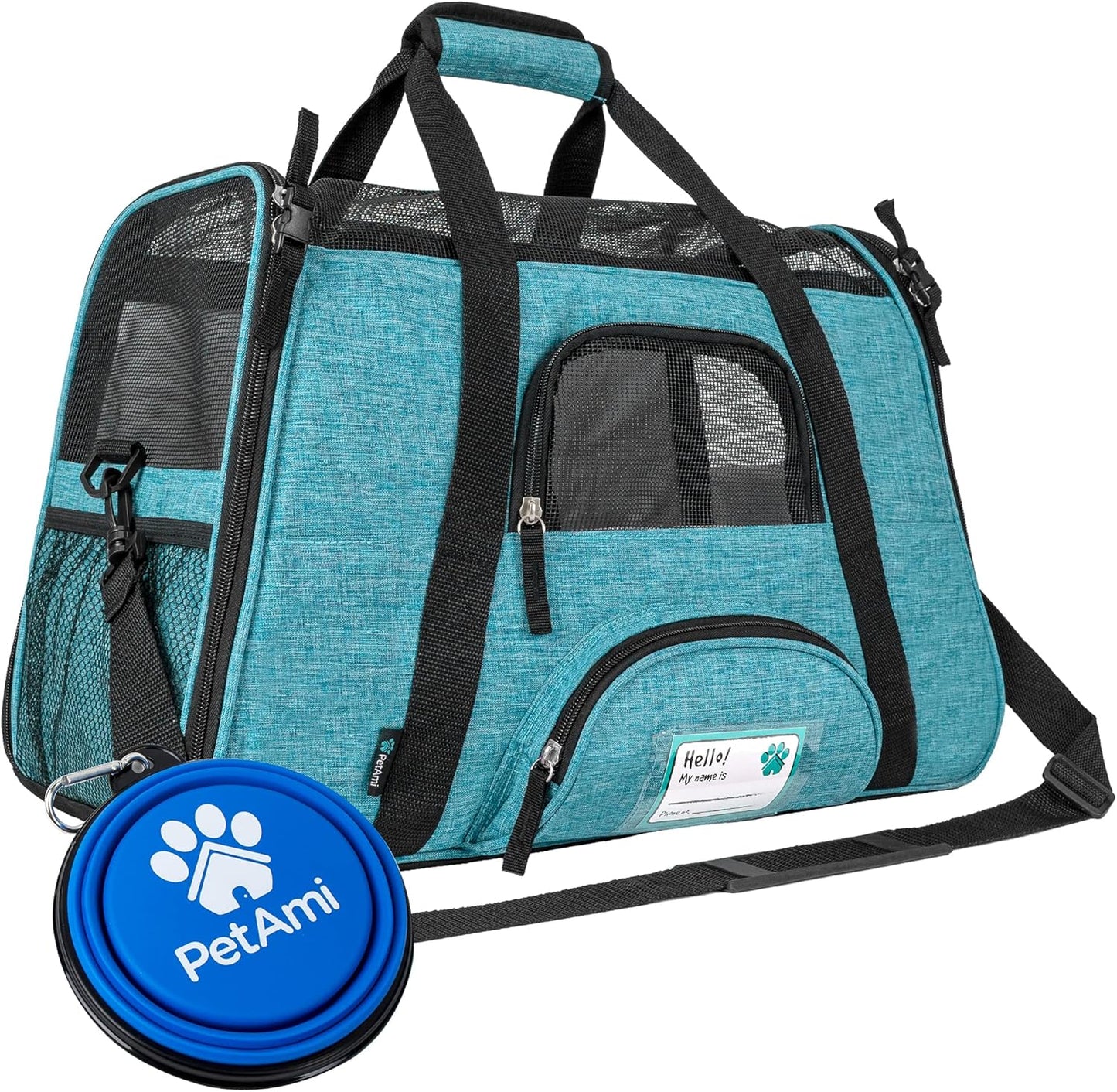 Premium Airline Approved Soft-Sided Pet Travel Carrier by PetAmi | Ventilated, Comfortable Design with Safety Features | Perfect For Plane or Car | Ideal for Small to Medium Sized Cats, Dogs, and Pets