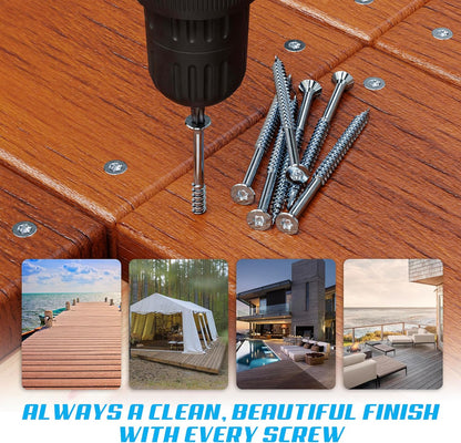 #10 x 3 Inch Stainless Steel Deck Screws 350 Pieces | T25 Star Torx Drive Flat Head | 304 Grade Stainless Steel Wood Screws High Corrosion Resistance by Allen's Trading Co. Eagle Claw Fasteners