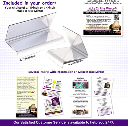 8" Rite Time 2-way Make It Rite Mirror for face down vitrectomy eye sight recovery (8" wide x 4" tall)