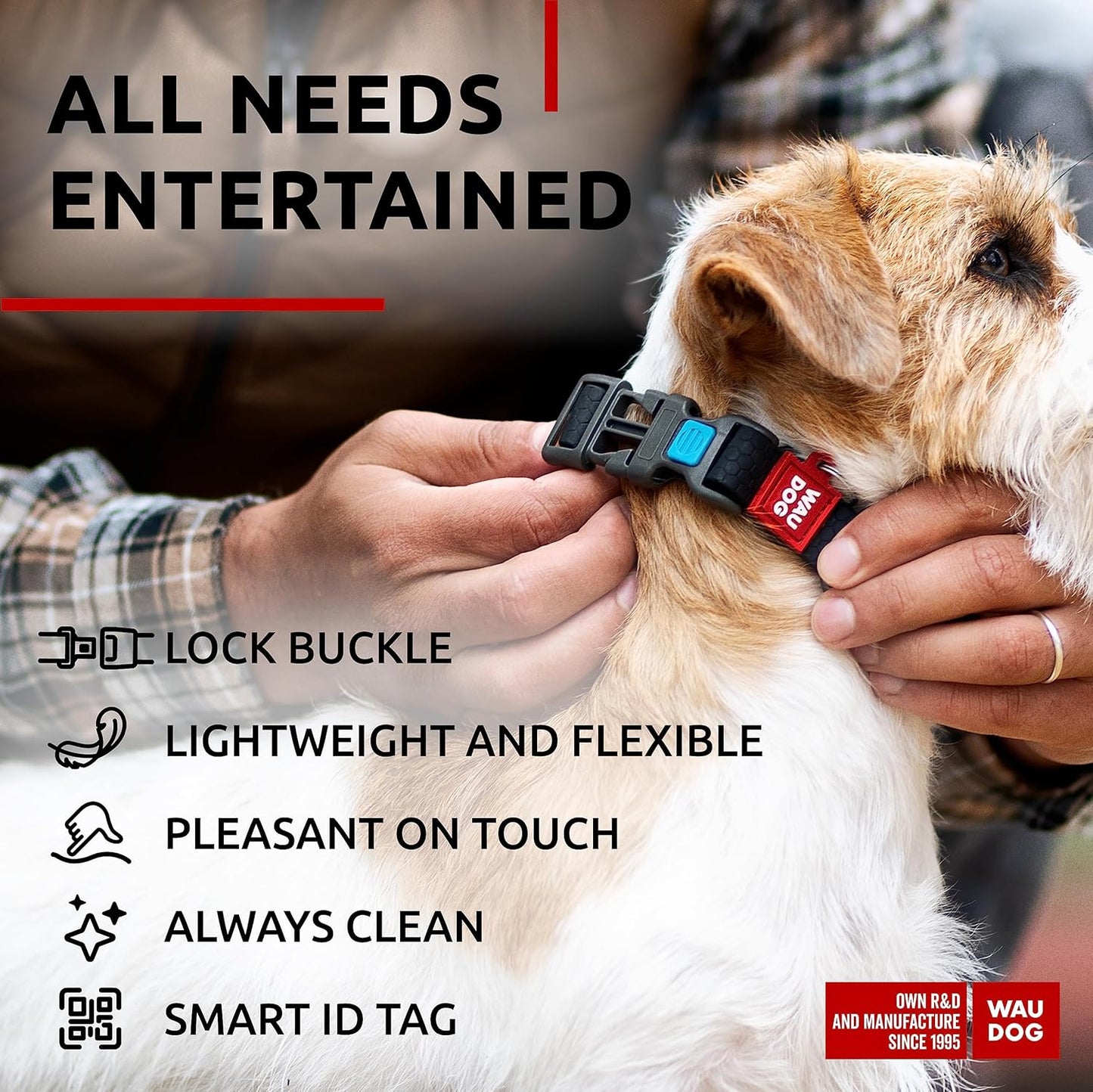 Waterproof Dog Collar - Adjustable Glow Dog Collar for Large Dogs, Small and Medium Dogs - Heavy Duty Dog Collars with Durable Metal Clasp and QR Dog Tag - Glow in The Dark Dog Collars