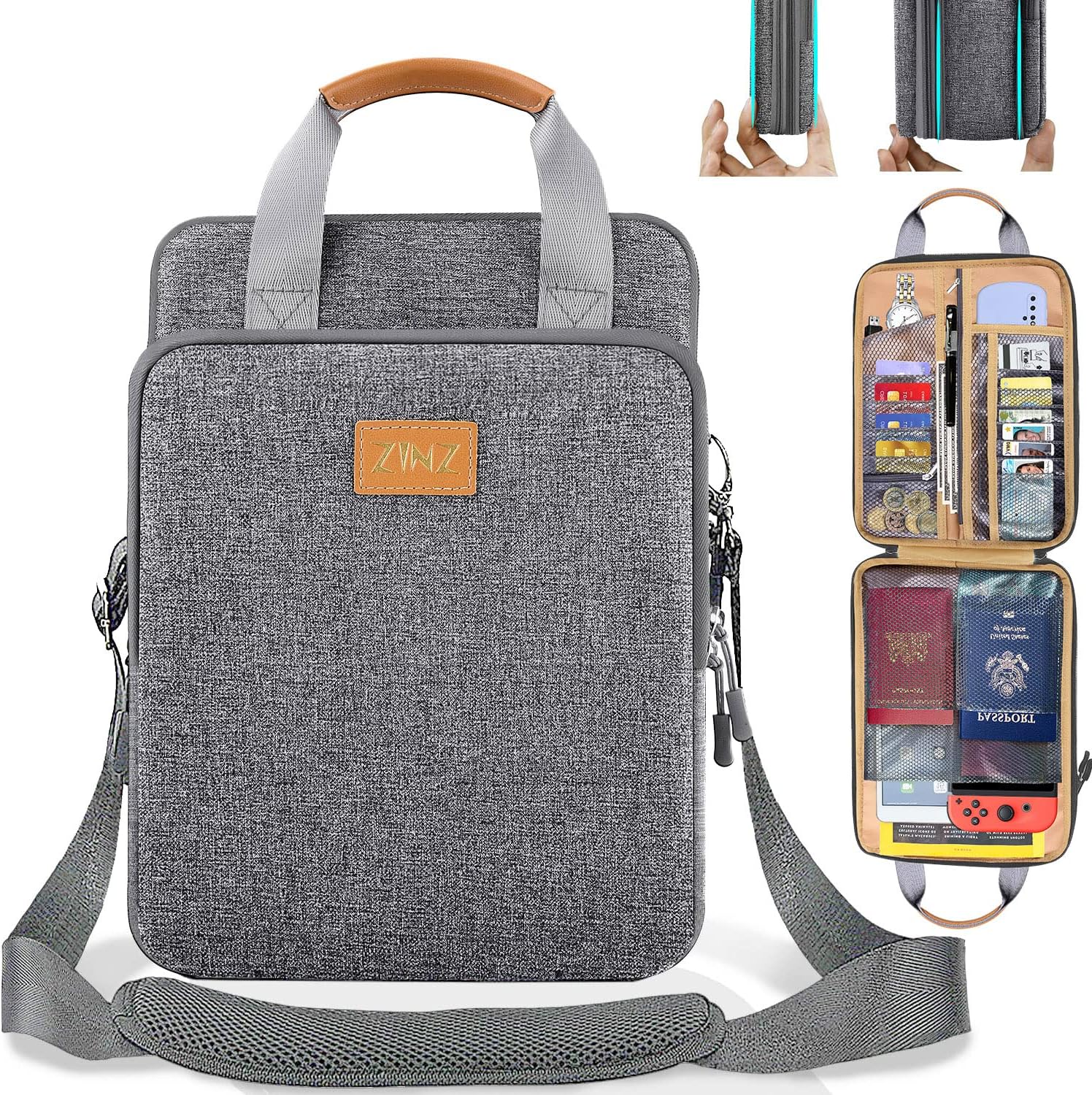 ZINZ Slim & Expandable Case 12.9 13 inch Travel Laptop Shoulder Bag for MacBook Air 13" M3/M2/M1, MacBook Pro 13" M2/M1, iPad Pro 12.9"/13"/11", iPad Air 13",L01G03 - PuriLite