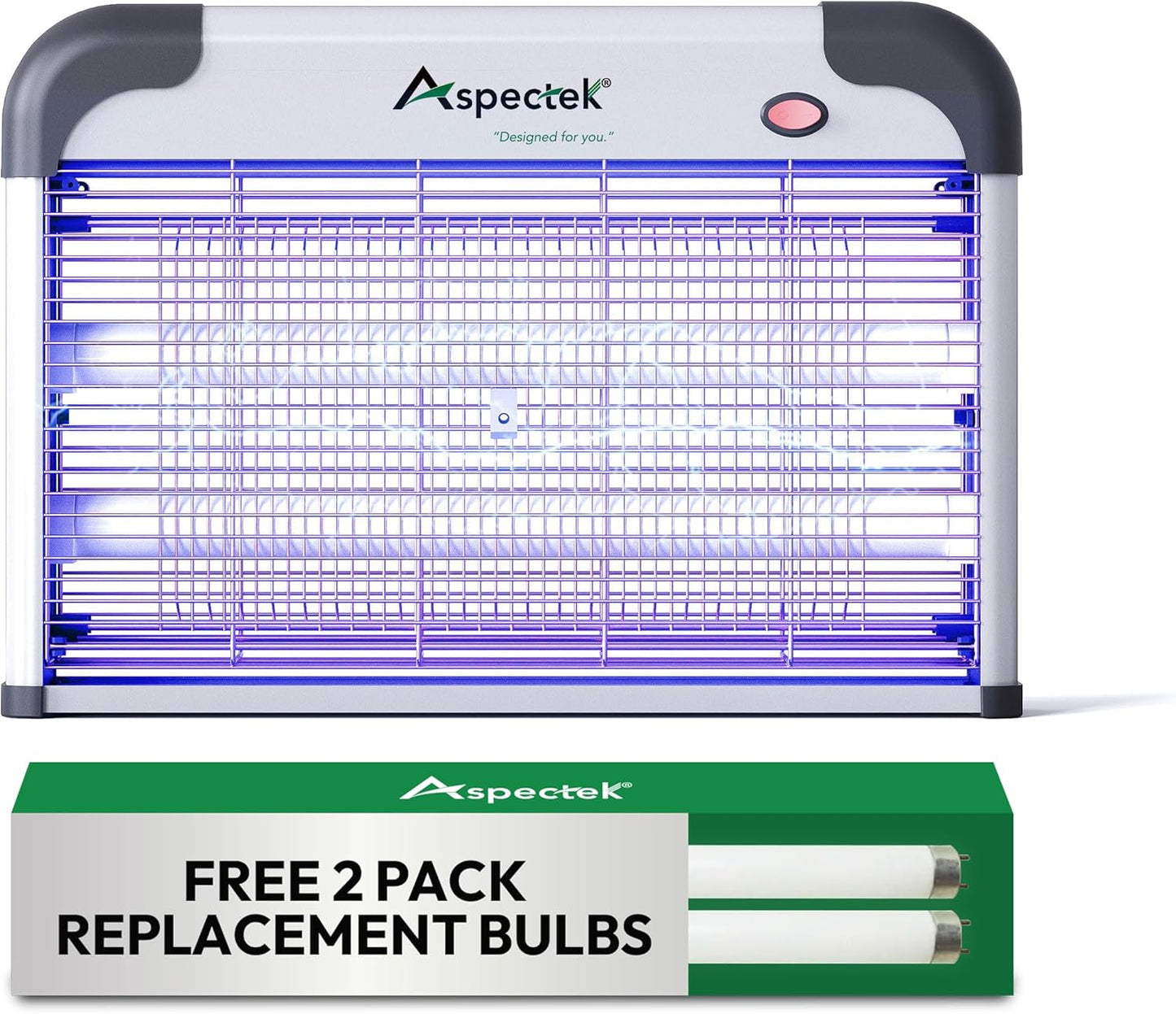 ASPECTEK 20W Electric Indoor Bug Zapper with Extra UV Bulbs – Mosquito and Fly Zapper for Kitchens, Bedrooms, Living Rooms, and Covered Spaces